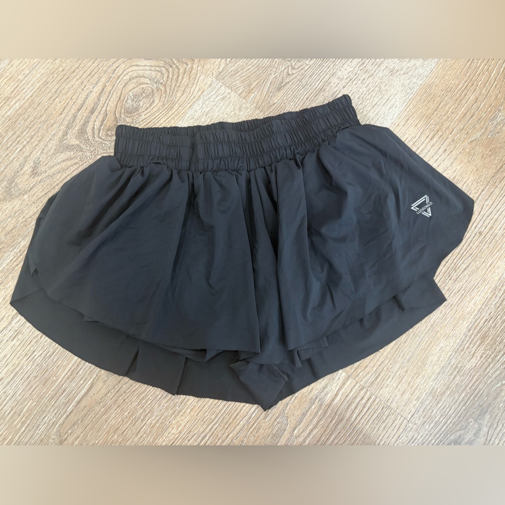 Logogonzi Black Athletic Running Shorts Built In Liner‎ Elastic Waist Size S